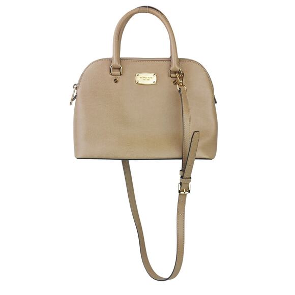 Michael Kors Cindy Dome Saffiano Leather Satchel Tan Convertible Straps AV-1610 - Picture 2 of 9